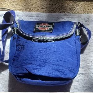 Ladies Fossil nylon beautiful royal blue shoulder bag